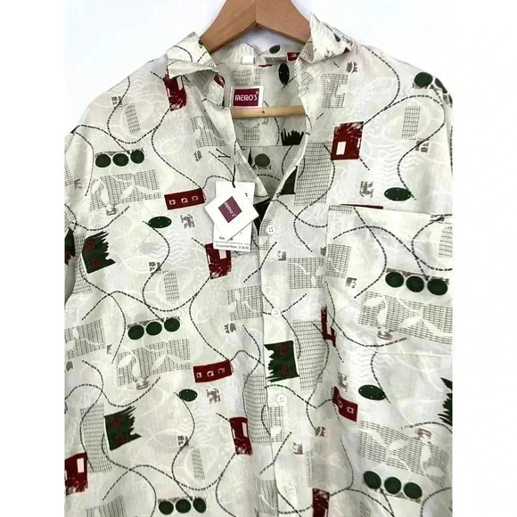 VTG Abstract Pattern Button Up Shirt Long Sleeve NWT MEDIUM Memo’s - Picture 4 of 10